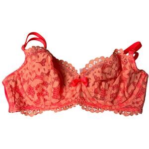 Victoria Secret Eyelash Lace Red Pink Demi Very Sexy Unlined 34C
